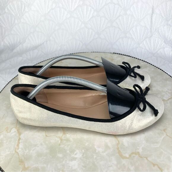 Jessica Simpson Matini Bow Ballet Flats Womens 7 Metallic Gold Ballerina Shoes - Picture 3 of 12